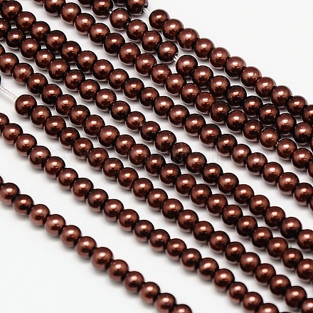 Eco-Friendly Dyed Glass Pearl Round Beads Strands HY-A002-4mm-RB039-1