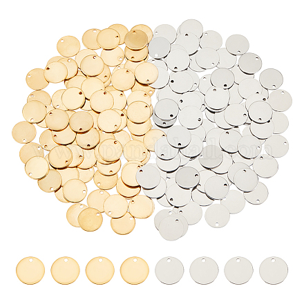 DICOSMETIC 160Pcs 2 Colors Stamping Blank Tag Pendants Flat Round Pendants 12mm Blank Engraving Name Pendants Stainless Steel Engravable Charms Bulk for Jewelry Graft Making STAS-DC0012-52-1