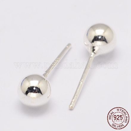Pendientes de botón de plata de ley 925 STER-K028-01S-2mm-1