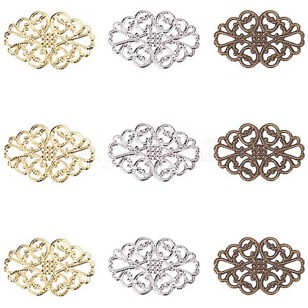 PandaHall Elite 150 pcs 3 Colors Tibetan Style Iron Oval Filigree Charm Pendant Link Connectors for Earring Necklace Jewelry DIY Craft Making IFIN-PH0023-97-1