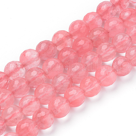 Chapelets de perles en verre de quartz de cerise G-Q462-119-8mm-1