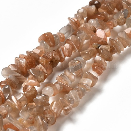 Natural Sunstone Chip Beads Strands G-M205-15A-1