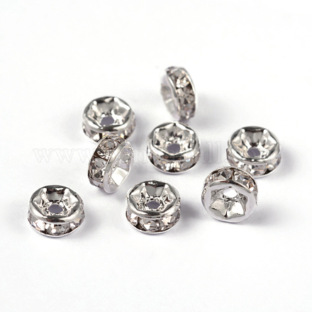 Abalorios de latón Diamante de imitación espaciador RB-A014-Z6mm-01S-NF-1