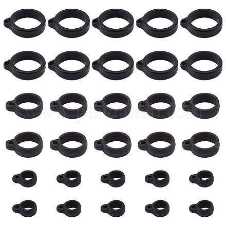 Gorgecraft 30 pz 3 misure anello in gomma siliconica anti-smarrimento fascia regolabile nera 20mm/ 13mm/ 8mm diametro interno pendente a prova di perdita per penne dispositivo di protezione portachiavi forniture sportive quotidiane per ufficio SIL-GF0001-19-1