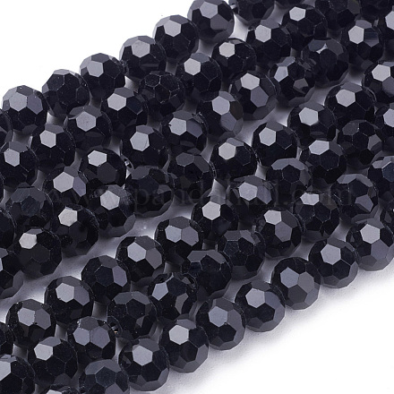 Faceted(32 Facets) Glass Round Beads Strands X-EGLA-J042-6mm-08-1