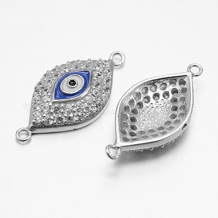 Evil Eye 925 Sterling Silver Micro Pave Cubic Zirconia Enamel Links STER-F011-019P-1