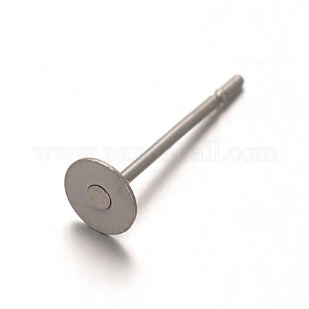 304 Stainless Steel Flat Round Blank Peg Stud Earrings Findings STAS-F075-39C-1