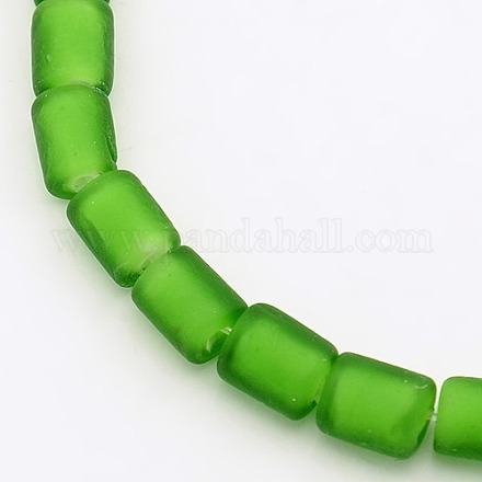 Handmade Frosted Lampwork Column Beads Strands LAMP-L006-02-1