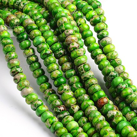 Dyed Natural Imperial Jasper Rondelle Beads Strands G-M275-05-6mm-1