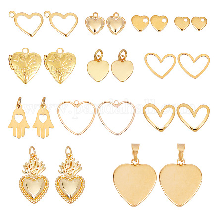 arricraft 24 Pcs 12 Styles Alloy Heart Pendants DIY-PH0010-61-1
