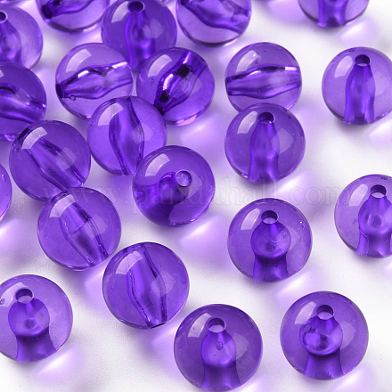 透明なアクリルビーズ  ラウンド  青紫色  16x15mm  穴：2.8mm  約220個/500g MACR-S370-A16mm-748-1