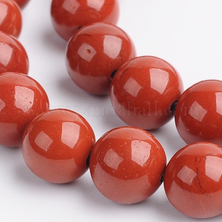 Jaspe rouge naturel brins de perles rondes G-M280-24-8mm-1