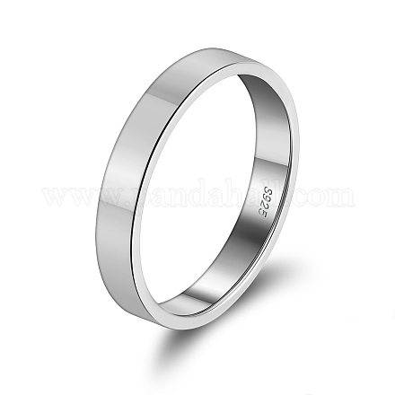 925 anello a fascia semplice in argento sterling placcato rodio RJEW-P099-01C-P-1