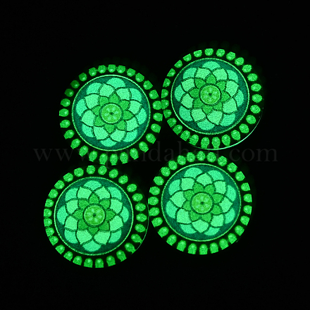 Dôme / demi ronde avec motif de fleurs lumineuses cabochons de verre à fond plat pour les projets de bricolage X-GGLA-L010-18mm-04C-1