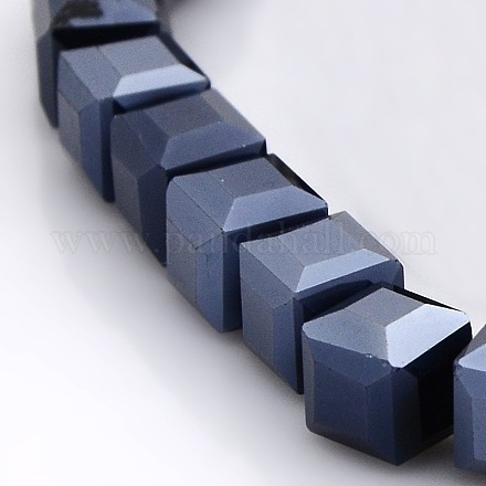 Full Plated Glass Faceted Cube Beads Strands GLAA-A031-8mm-FP01-1
