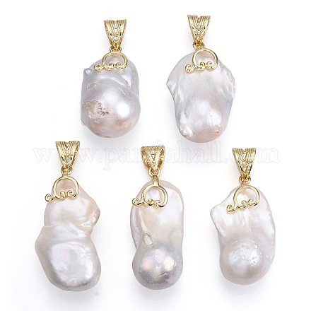 Ciondoli di perle keshi con perle barocche naturali PEAR-N020-J27-1