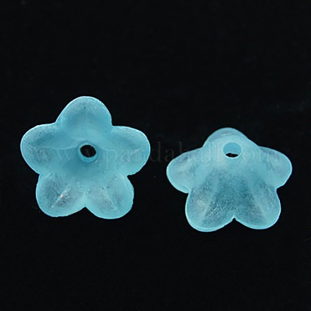 Gefärbt stämmig türkis transparent gefrostetem Acryl-Perlen Blume X-PL560-9-1