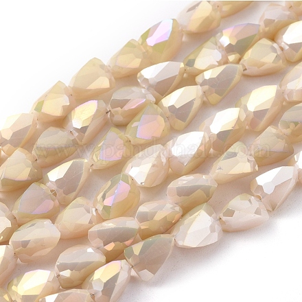 Electroplate Opaque Solid Color Glass Beads Strands EGLA-G035-B-FR04-1