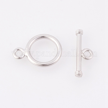 Fermoirs T avec anneau en argent sterling plaqué platine STER-K014-H824-P-1