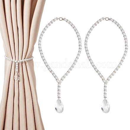 Perla de vidrio con alzapaños de cortina con cuentas redondas de rhinestone DIY-AB00016-1