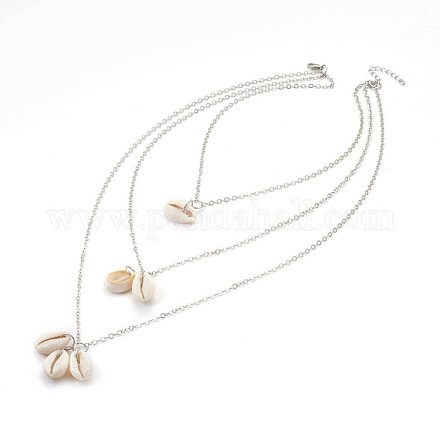 Gestufte Halsketten mit Kaurimuschel NJEW-JN02297-1