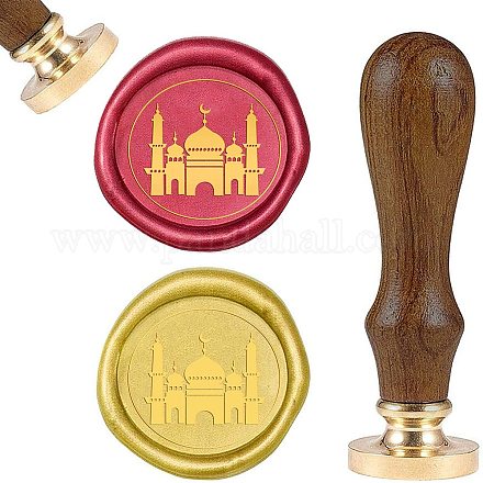 CRASPIRE Wax Seal Stamp Castle Retro Sealing Wax Stamp with Removable Brass Head Wooden Handle for Envelope Card Package Decoration AJEW-WH0131-090-1