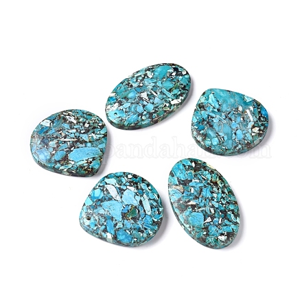 Assembled Synthetic Gold Line Turquoise and Larimar Pendants G-D0006-F01-01-1