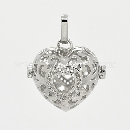 Laiton pendentifs coeur creux de la cage KK-J189-12P-1