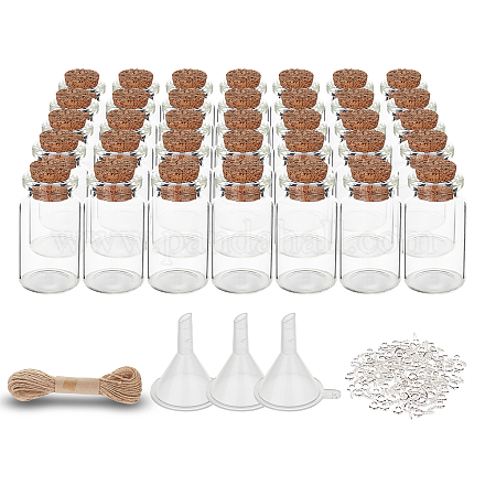 Chgcraft 30pcs 8ml mini botellas de vidrio con tapones de corcho kits de diy botellas de deseos 50pcs tornillos de ojo DIY-CA0001-14-1