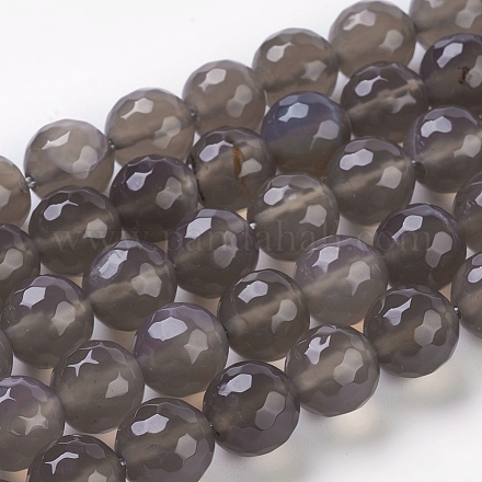 Chapelets de perles en agate grise naturelle G-G067-10mm-1-1