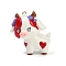 Opaque Resin Pendants, Cattle with Heart, with Golden Plated Iron Loops, Red, 56.5x50.5x35.5mm, Hole: 2.5mm