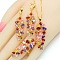 Leaf Brass Cubic Zirconia Pendant Necklace & Hoop Earring & Rings Sets, Golden, Colorful, 450mm & 60mm & 16.5mm
