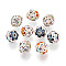Round Brass Rhinestone Beads, with Enamel, Silver, 8mm, Hole: 1~mm
