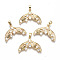 Brass Micro Pave Clear Cubic Zirconia Pendants, with Snap on Bails, Nickel Free, Fishtail Shape, Real 18K Gold Plated, 17.5x25.5x4mm, Hole: 2.5x3mm