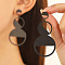 Flat Round Alloy Stud Earrings, Black, 50mm