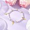 ABS Plastic Imitation Pearl Beads Stretch Bracelets, Alloy Cross Charm Bracelets for Women, White, Inner Diameter: 2-1/8 inch(5.3cm)