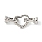 Brass Fold Over Clasps, Lead Free & Cadmium Free, Long-Lasting Plated, Rack Plating, Heart, Platinum, 33mm