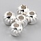 Brass Beads, Long-Lasting Plated, Corrugated Round, 925 Sterling Silver Plated, 4x3mm, Hole: 1.5mm