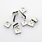 Brass Rhinestone Spacer Beads, Grade A, Square, Nickel Free, Silver, Emerald, 8x8x4mm, Hole: 1mm