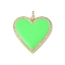 Brass Micro Pave Cubic Zirconia Pendants, with Enamel, Heart, Rack Plating, Long-Lasting Plated, Lead Free & Cadmium Free, with Jump Ring, Lawn Green, 30.5x30x2mm, Hole: 5x3mm