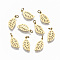 304 Stainless Steel Charms, with Jump Rings, Laser Cut, Leaf, Real 14K Gold Plated, 11.5x5.5x1mm, Jump Ring: 3x0.4mm, 2.2mm inner diameter