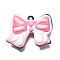 Acrylic Pendants, Bowknot, with Enamel & Loop, Pink, 36~36.5x43.5~44.5x8.5~9.5mm, Hole: 2.5mm