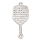 Brass Micro Pave Clear Cubic Zirconia Connector Charms, Pickleball Links, Platinum, 22x9x1.5mm, Hole: 1.2mm