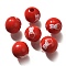 Valentine's Day Element Printed Wood Beads, Round, FireBrick, 16mm, Hole: 4mm