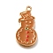 Christmas Theme Alloy Enamel Pendants, Light Gold, Snowman, 24.5x12.5x1.5mm, Hole: 1.6mm