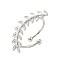 Non-Tarnish 304 Stainless Steel Open Cuff Ring, Leaf, Stainless Steel Color, Inner Diameter: 18mm