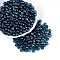 Transparent Glass Seed Beads, Glazing Style, Round, Teal, 6mm, Hole: 1.2mm, about 1500pcs/pound