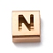 Ion Plating(IP) 304 Stainless Steel Square Slide Charms, Rose Gold, Letter N, 9x8x4mm, Hole: 3.5x8.5mm