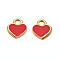 201 Stainless Steel Charms, with Enamel, Heart, Golden, Red, 12x10.5x1.5mm, Hole: 2mm