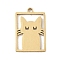 304 Stainless Steel Pendants, Rectangle with Cat Shape, Golden, 14.5x9.5x1mm, Hole: 1.2mm